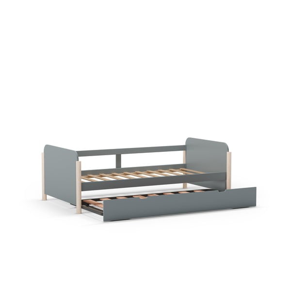 Детско легло сиво-зелено 90x190 cm от масивен бор разтегателно с включена подматрачна рамка Enola – Marckeric-image-3