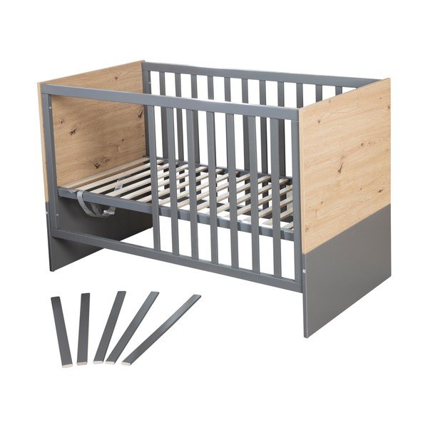 Детско креватче в сив и естествен цвят 60x120 cm Anna – Roba-image-2