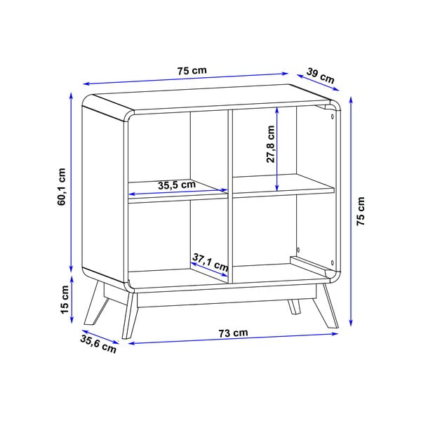 Библиотека от декор от дъб  естествена 75x75 cm Caitlin – Støraa-image-3