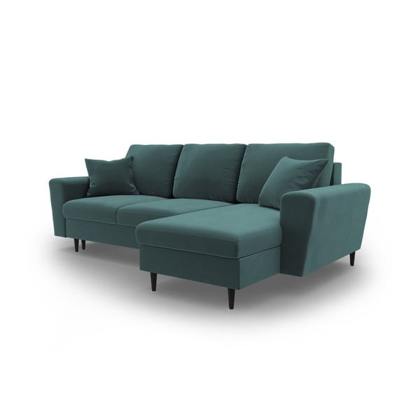 Кадифен разтегателен ъглов диван с място за съхранение в петролен цвят Kyoto – Cosmopolitan Design-image-4