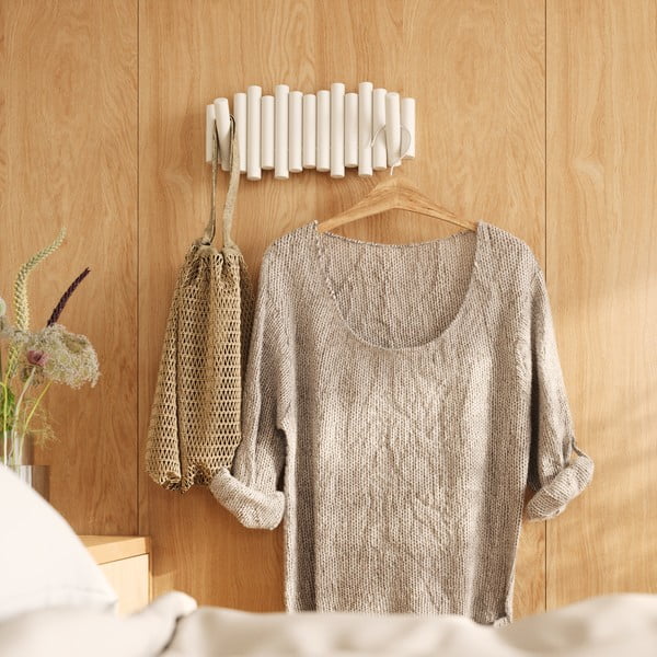 Бяла стенна закачалка от масивен бор Picket – Umbra-image-1