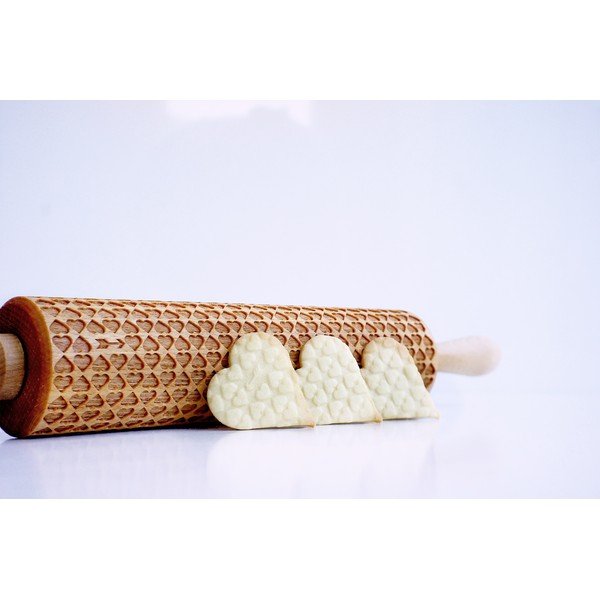 Дървен релефен валяк за тесто Сърце Hearts - Valek-image-4