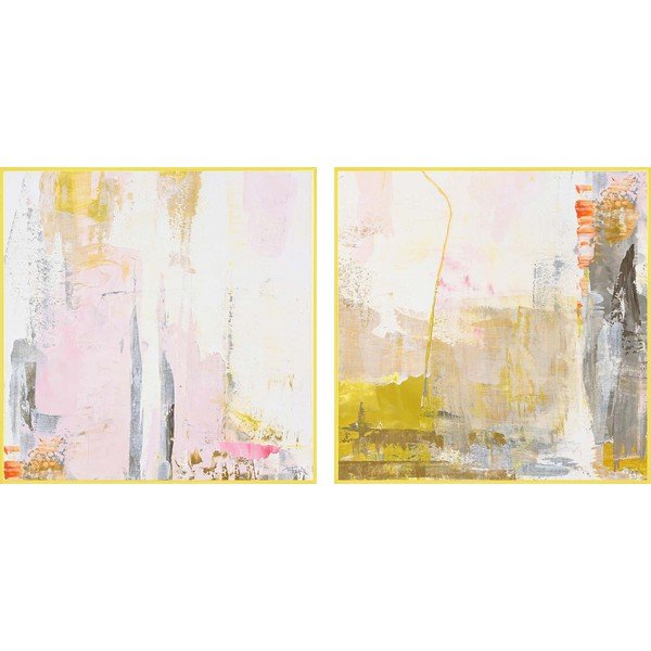 Печатни/с ръчно рисувани елементи картини в комплект 2 бр. с включена рамка/върху платно 41,5x41,5 cm New Age Yellow – Malerifabrikken