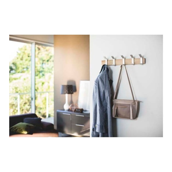 Матово сребро/естествена стенна закачалка от масивен ясен Rin – YAMAZAKI-image-3