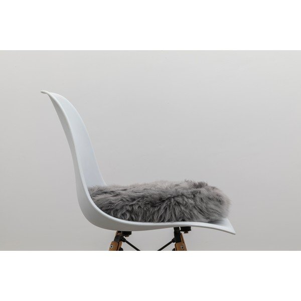 Кръгла сива възглавница за седалка от овча кожа, ⌀ 40 cm - Native Natural-image-3