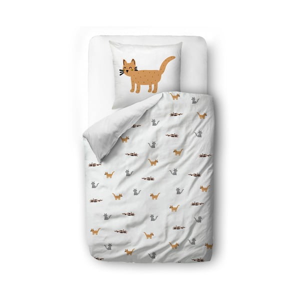 Единично  детско спално бельо от памучен сатен 135x200 cm Cats – Butter Kings