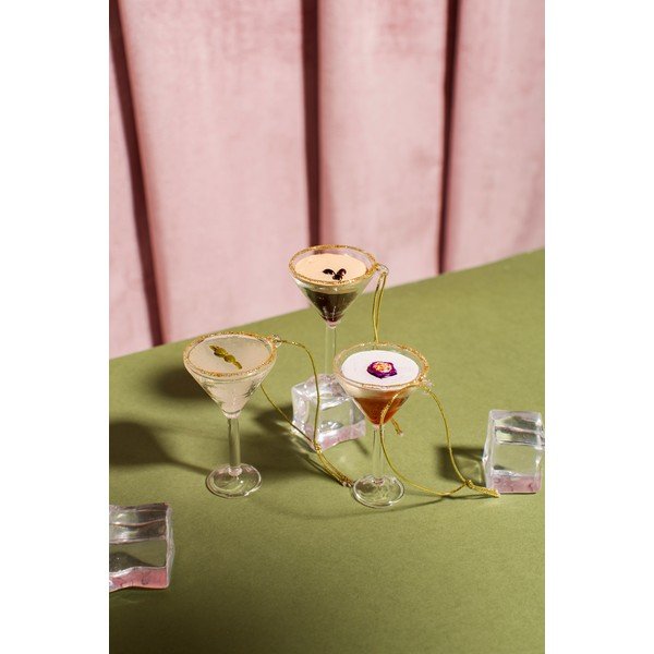 Стъклени Коледни украси в комплект 3 бр. 15,5 cm Martini Cocktail – Sass & Belle-image-2