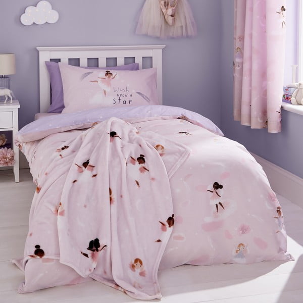 Розово и лилаво бебешко одеяло от микроплюш 130x170 cm Dancing Fairies - Catherine Lansfield