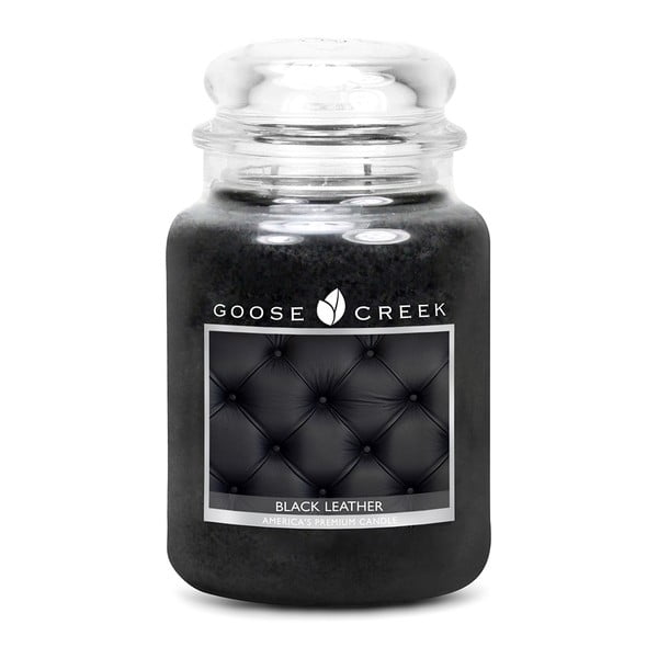 Ароматна свещ в стъклена кутия от черна кожа, 150 часа горене - Goose Creek