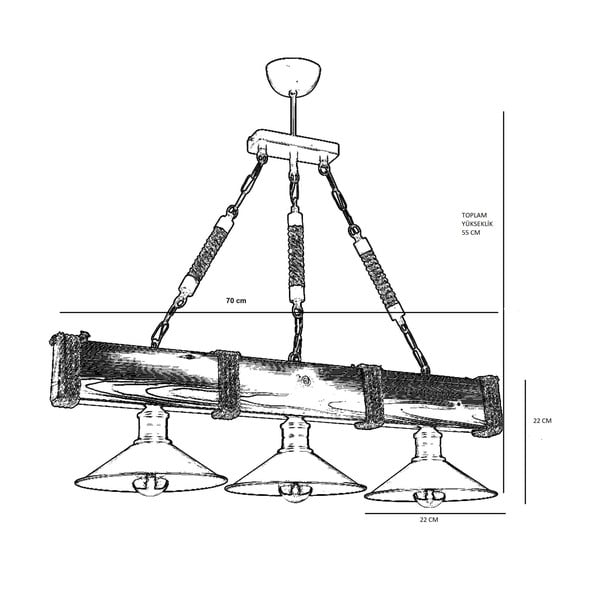 Светлокафяво висящо осветително тяло с метален абажур Kütük Yanık – Opviq lights-image-2