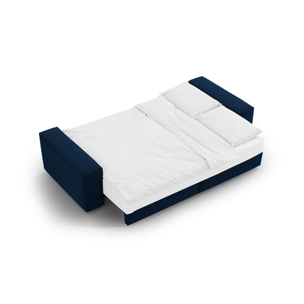 Тъмносин кадифен разтегателен диван с място за съхранение 247 cm Jodie – Micadoni -image-4