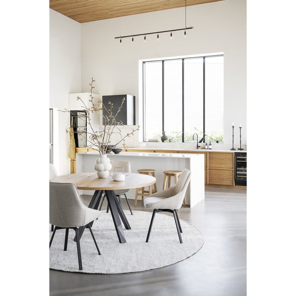 Кръгла сгъваема трапезна маса от декор от дъб  в естествен цвят ø 135 cm Maddock – Rowico-image-3