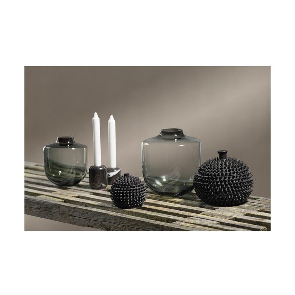 Сива стъклена ваза (височина 21 cm) Daun – Villa Collection-image-1