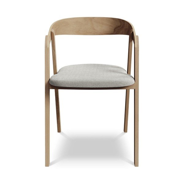 Светлосив трапезен стол от масивна дървесина Erika – Makamii-image-1