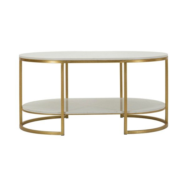 Бяла/златистa масичка за кафе с мраморна плоча 60x90 cm Izmir – Mauro Ferretti