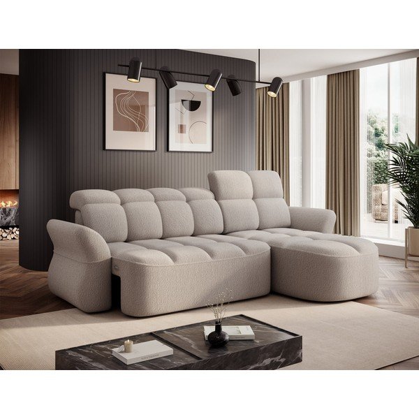 Бежов разтегателен ъглов диван с място за съхранение от букле (десен ъгъл) Beneth – ELTAP-image-3