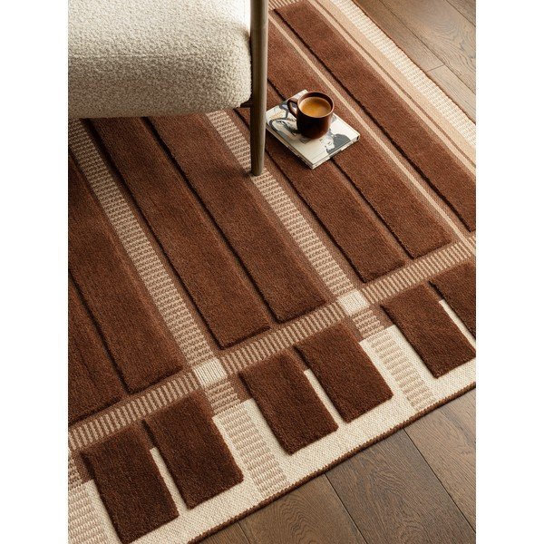 Кафяв/бежов ръчно изработен вълнен килим 120x170 cm – Asiatic Carpets-image-2