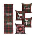 Комплект от 4 коледни калъфки за възглавници и покривка за маса Tartan Christmas - Minimalist Cushion Covers