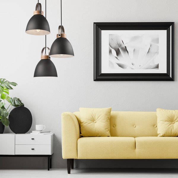 Черно висящо осветително тяло с метален абажур ø 37 cm Danielle – LAMKUR-image-2