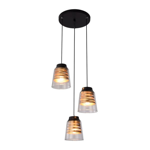 Черно висящо осветително тяло със стъклен абажур Fresno - Candellux Lighting-image-2