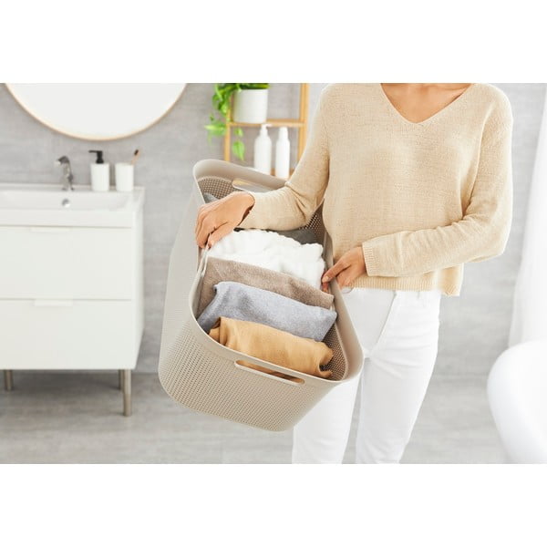 Бежов пластмасов кош за пране 41 л Brisen - Rotho-image-1