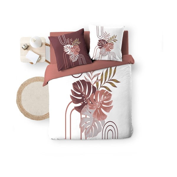 Бяло/розово двойно удължено памучно спално бельо 240x220 cm Astria – douceur d'intérieur-image-4