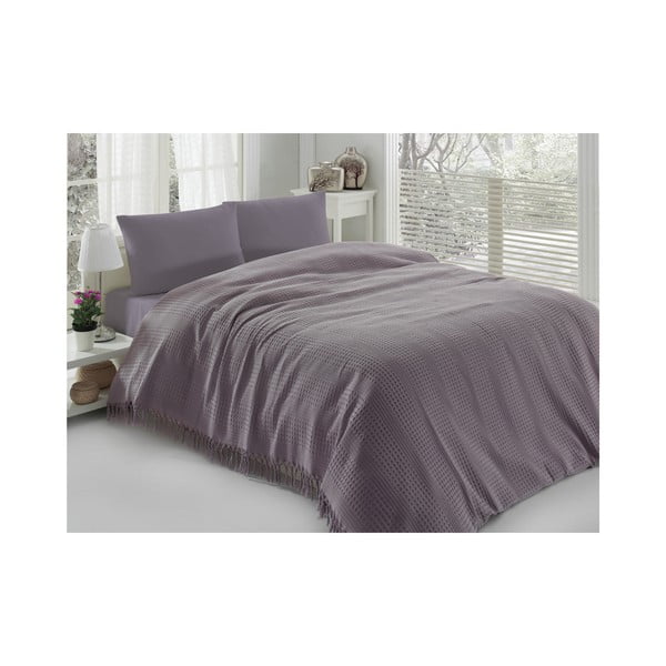 Лилава памучна покривка за двойно легло Pique, 220 x 240 cm - Mijolnir-image-1