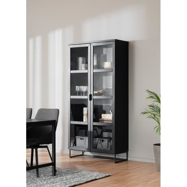 Витрина от дъбова дървесина в естествен цвят 95x195 cm Everett - Rowico-image-4