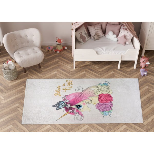 Детски килим подходящ за пране в цвят слонова кост 160x230 cm Cute Unicorn – Vitaus-image-1