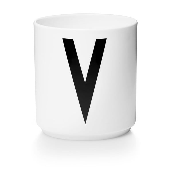 Бяла порцеланова чаша Personal V A-Z - Design Letters