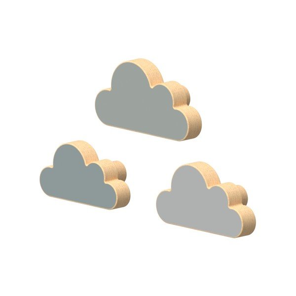 Светлосини стенни комплект куки 3 бр. от масивен бук Cloud – Cam Cam Copenhagen