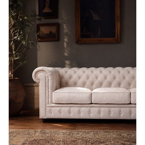 Кремав кадифен диван 230 cm Cambridge - Ropez-image-3