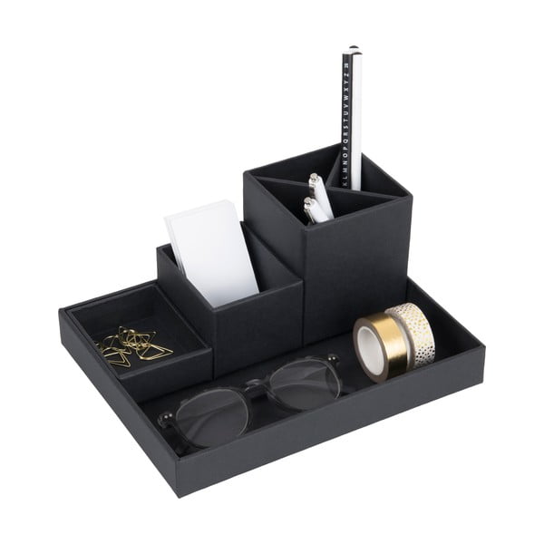 Тъмно сив органайзер за бюро за писане от 4 части Lena - Bigso Box of Sweden-image-2