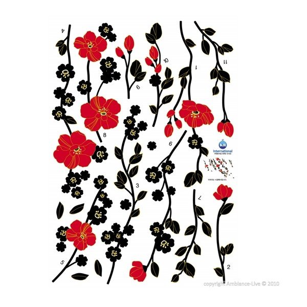 Samolepka Ambiance Red Tree and Flowers-image-1