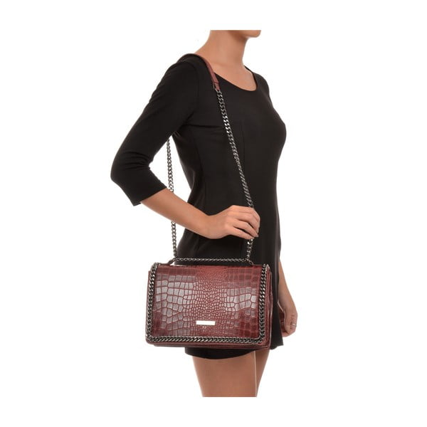 Червена кожена чанта с верига - Carla Ferreri-image-4