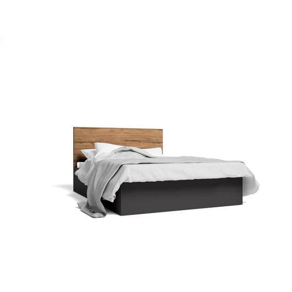 Черно двойно легло с място за съхранение и решетка 160x200 cm Malta - Marckeric