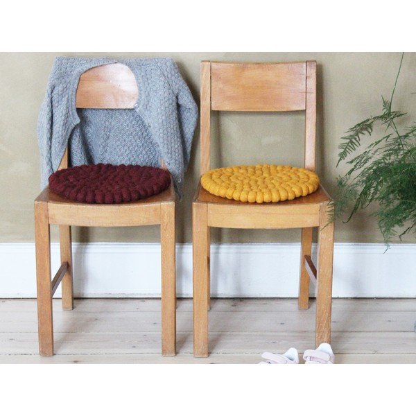 Подложка за детски стол от тъмночервена вълна, ⌀ 30 cm - Wooldot-image-4