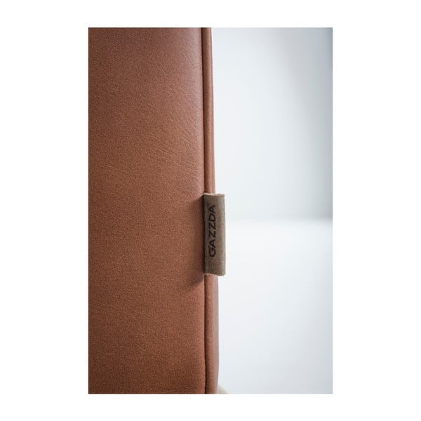 Диван от коняк кафява биволска кожа с масивна дъбова конструкция , 240 см Fawn - Gazzda-image-4