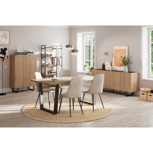 Трапезна маса с дъбов плот 100x180 cm Francesca - Marckeric-image-1