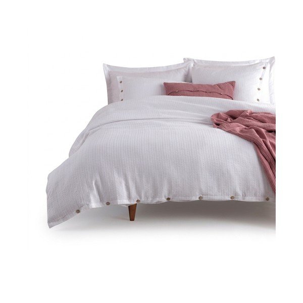 Бяло единично  спално бельо от памук Renforcé 140x200 cm Como Striped – Mila Home Luxury
