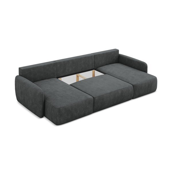 Тъмносив шенилов разтегателен ъглов диван с място за съхранение (U форма) Lilo – Makamii-image-3