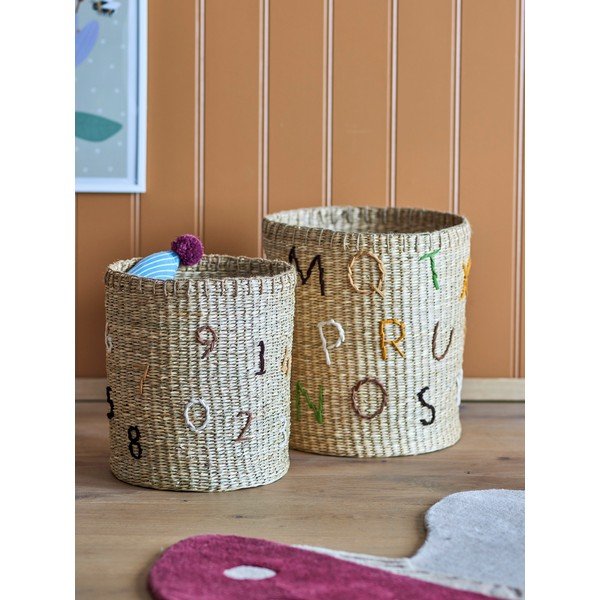 Детски кошници за играчки в комплект от 2 броя от морска трева в естествен цвят ø 35x38 cm Dinne – Bloomingville Mini-image-2