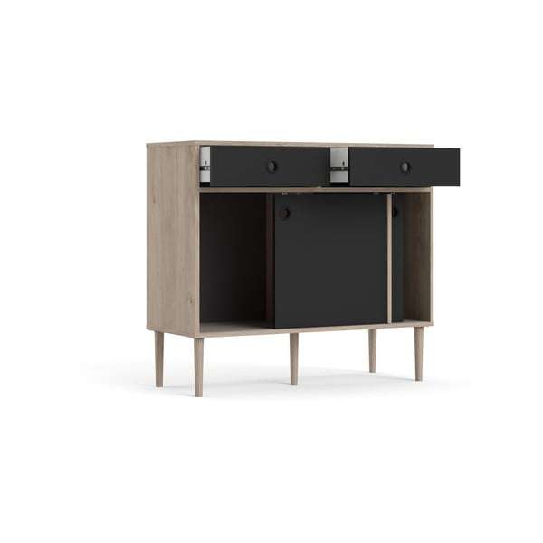 Черен скрин с дъбова рамка , 99 x 88 cm Rome - Tvilum-image-4