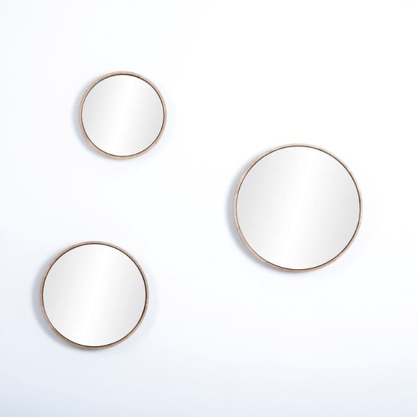 Огледало за стена с рамка от масивен дъб , ⌀ 22 cm Look - Gazzda-image-2