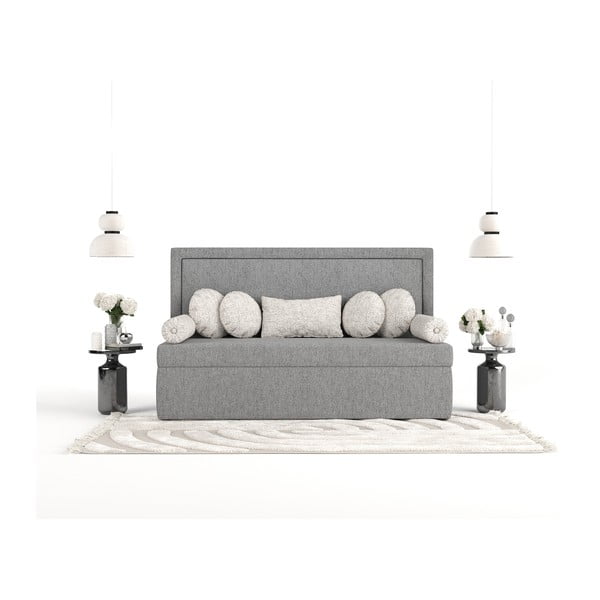 Сиво тапицирано единично легло 80x200 cm Scala – Maison de Rêve-image-3