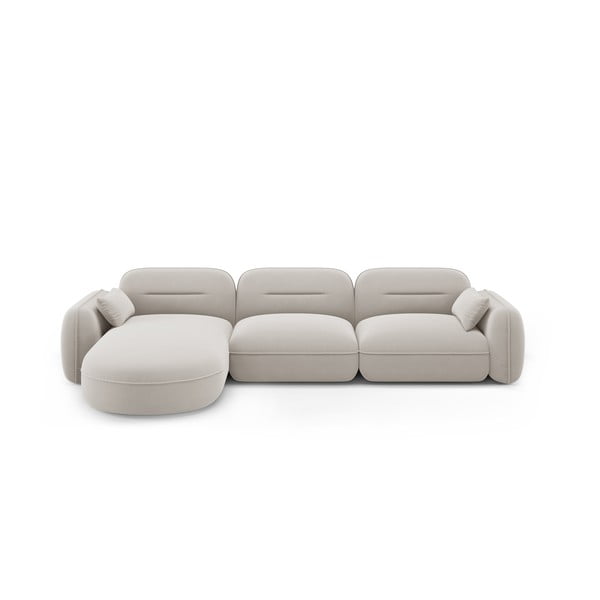 Кремав кадифен ъглов диван (ляв ъгъл) Audrey – Interieurs 86