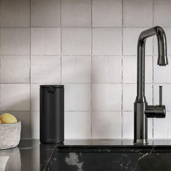 Матово-черен безконтактен стоманен дозатор за сапун 414 ml - simplehuman-image-1