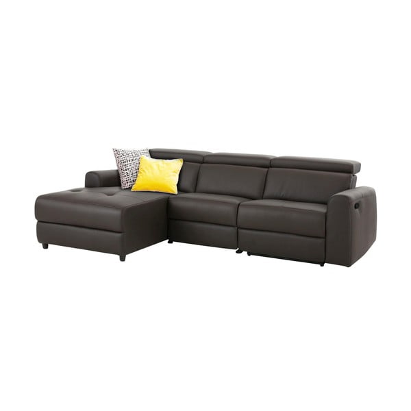 Тъмнокафяв кожен ъглов диван (ляв ъгъл) Capena – Støraa-image-2