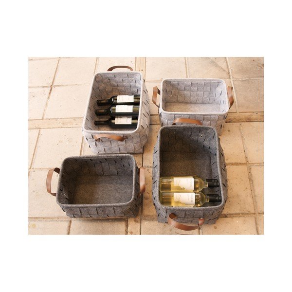 Světle šedý úložný košík s koženými úchyty PT LIVING Storage, délka 38 cm-image-1