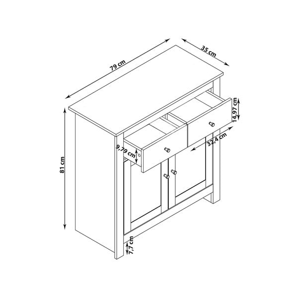 Нисък скрин с чекмеджета от дъб в сив/естествен цвят 79x81 cm Emerald - Støraa-image-3